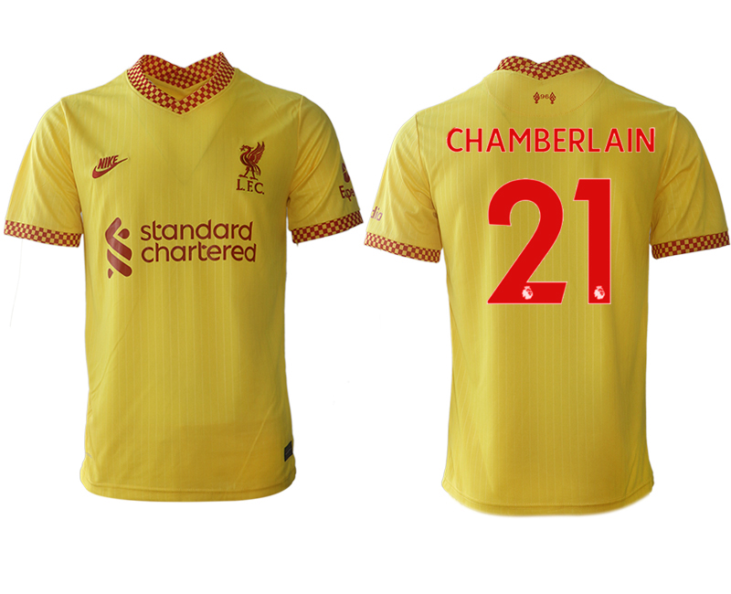 Men 2021-2022 Club Liverpool Second away aaa version yellow #21 Soccer Jersey->liverpool jersey->Soccer Club Jersey